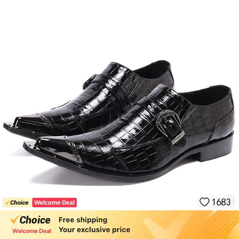 

Mens Leather Dress Shoes Fashion Slip On Pointed Toe Men's Genuine Leather Shoes For Business Party