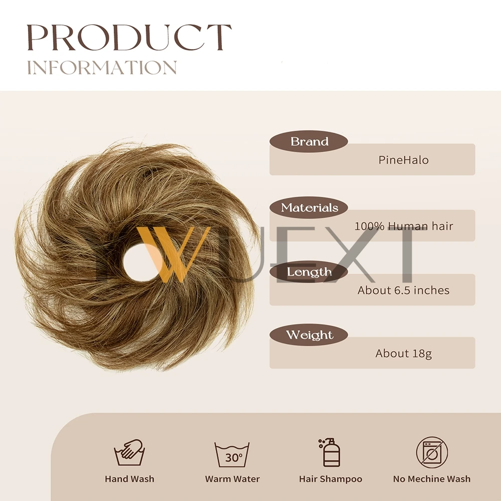 كعكة الشعر البشري ذيل حصان هيربيسي خصلات شعر برازيلية كعكة Scrunchies Updos دونات Chignon وصلات شعر بشري للنساء