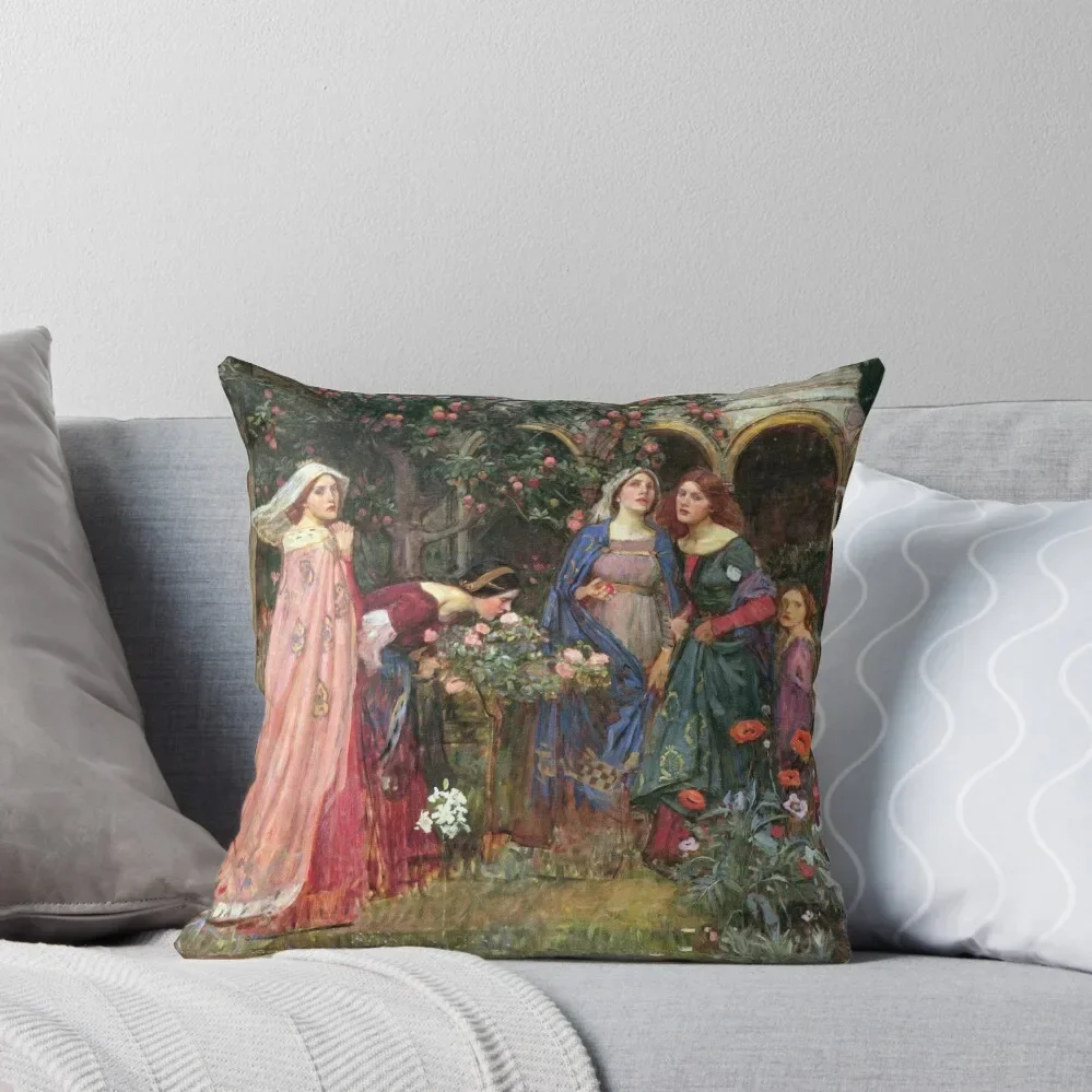 The Enchanted Garden - John William Waterhouse Throw Pillow Ornamental Pillow anime girl pillow