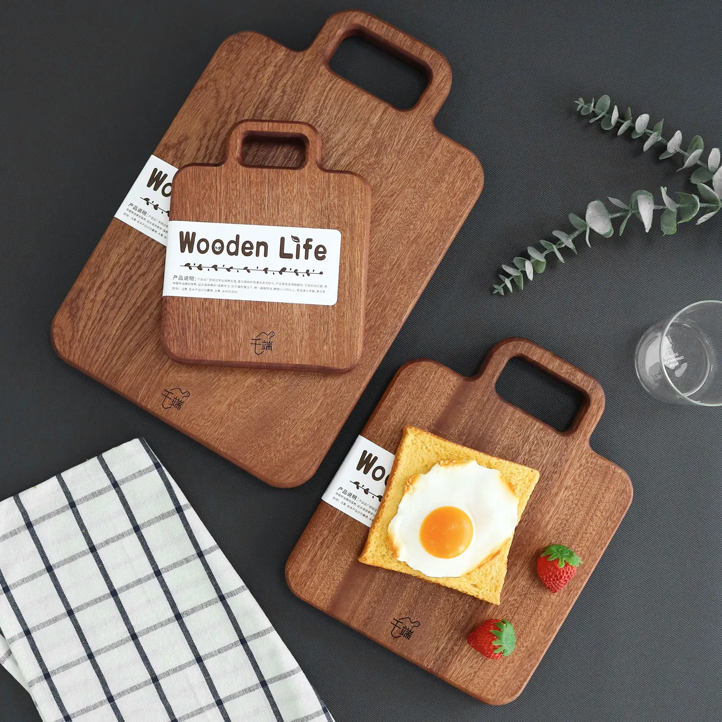 Solid Ebony Wood Cutting Board Natural Whole Log Chopping Block Non-Toxic Glue-Free Baby Food Prep Board Creative Serving Tray