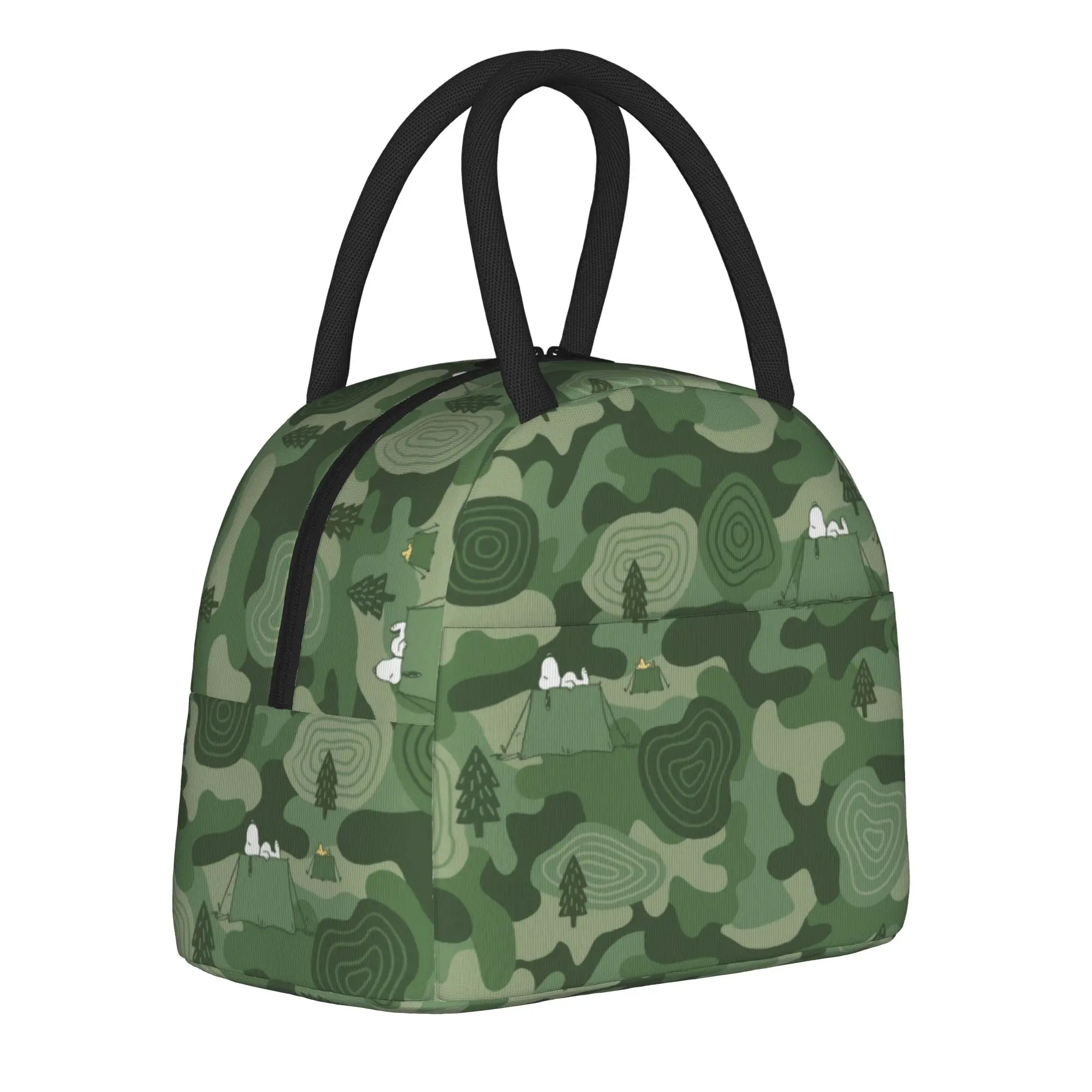 S-Snoopys Woodstocks Camouflage Camp Insulated Lunch Bags Thermal Bag Reusable,Lunch Container  Portable Tote Lunch Box Outdoor