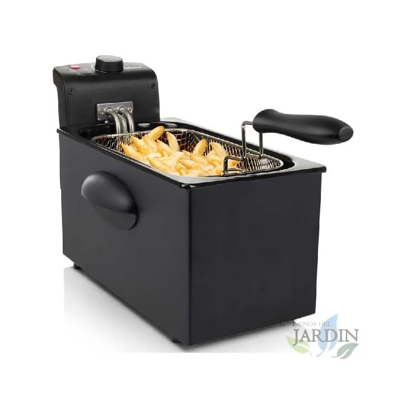 Black sad stainless Fryer 3 liters. 2000 Power W. Adjustable thermostat.