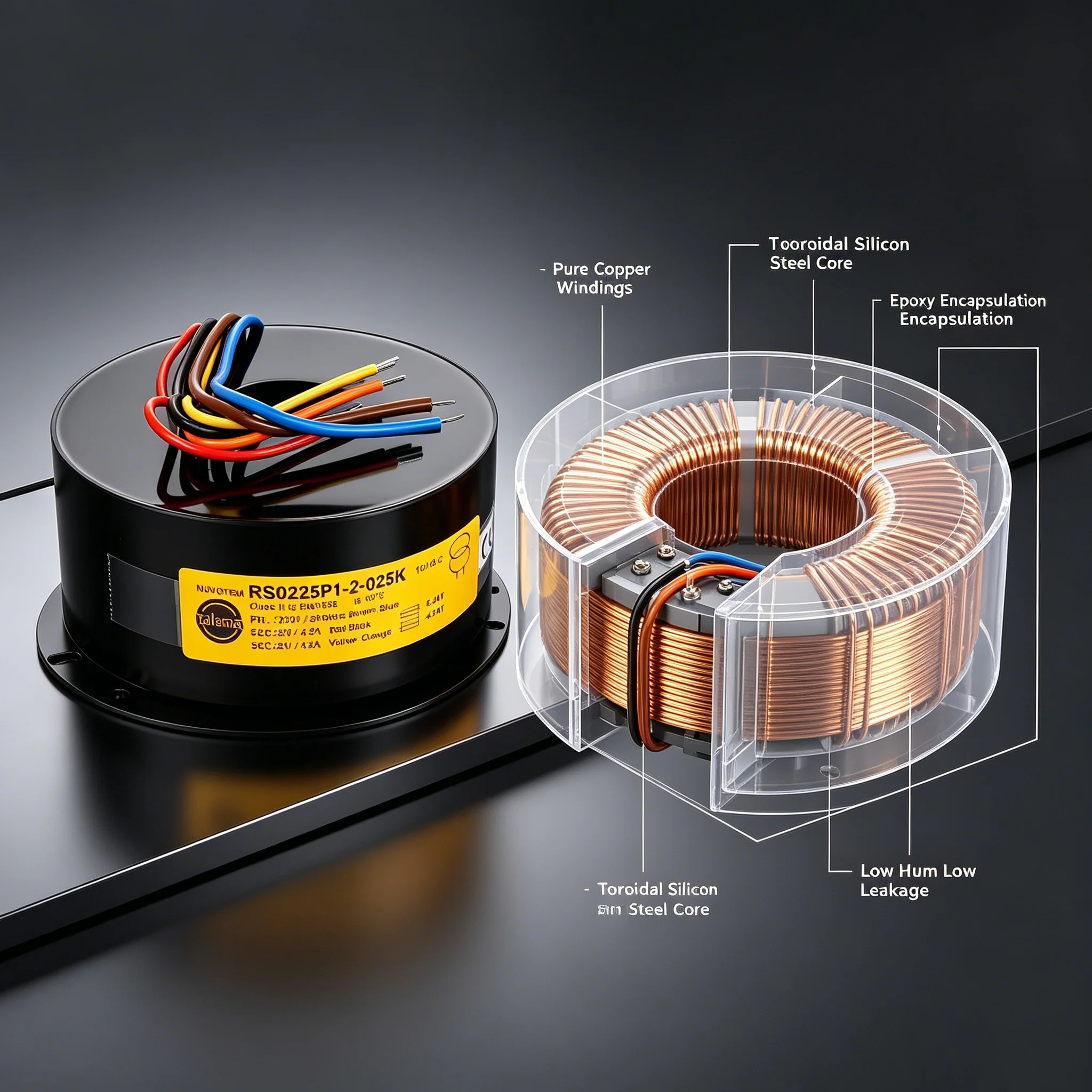 Original Talema 225VA Fully Sealed Toroidal Transformer Dual 12V 15V 18V Encapsulated Ring Core Power Supply for HI-END HiFi Am