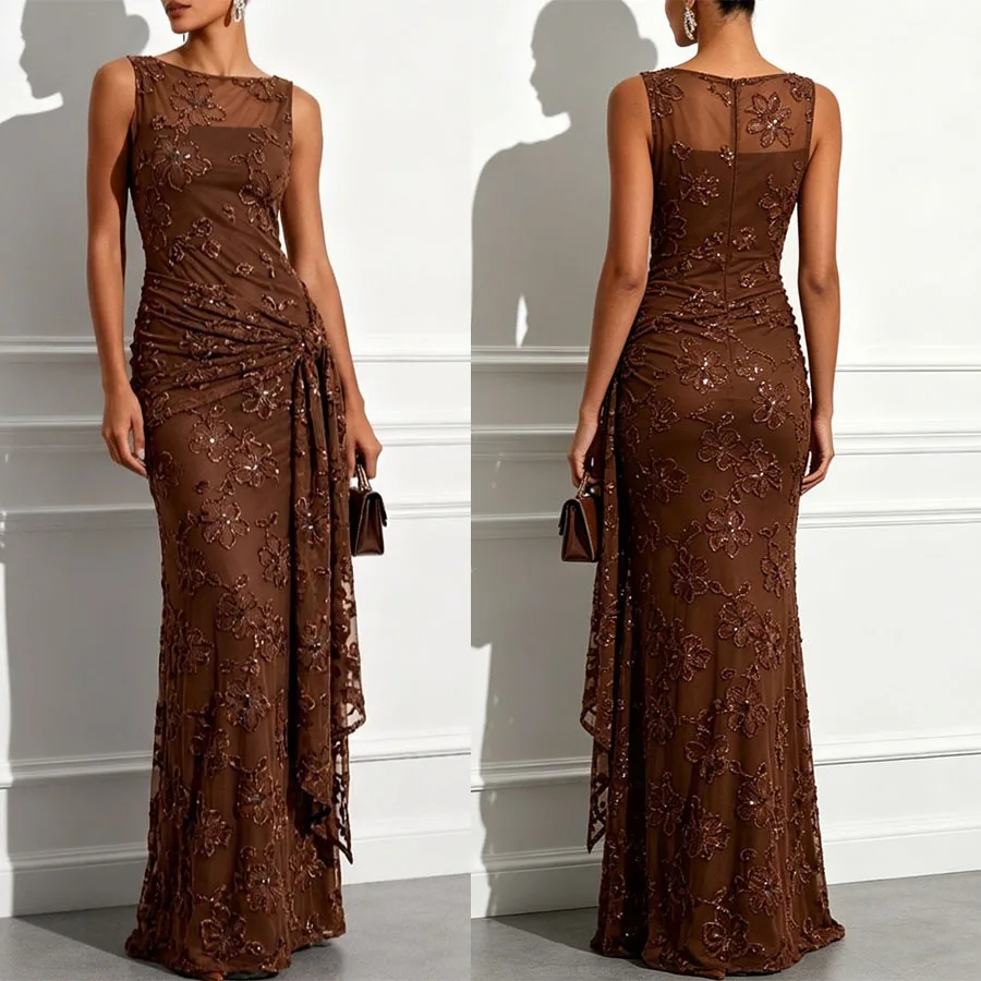 2026 Spring/summer. New Jacquard Machine Stretch Sleeveless Clothes Ins Slim-fit Party Tie-waist Clothes Birthday Dress Luxury