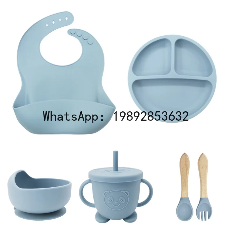 أدوات مائدة من السيليكون للأمهات والرضع، وعاء طعام للأطفال، مستلزمات التغذية، مريلة من طبق السيليكون للطعام #4