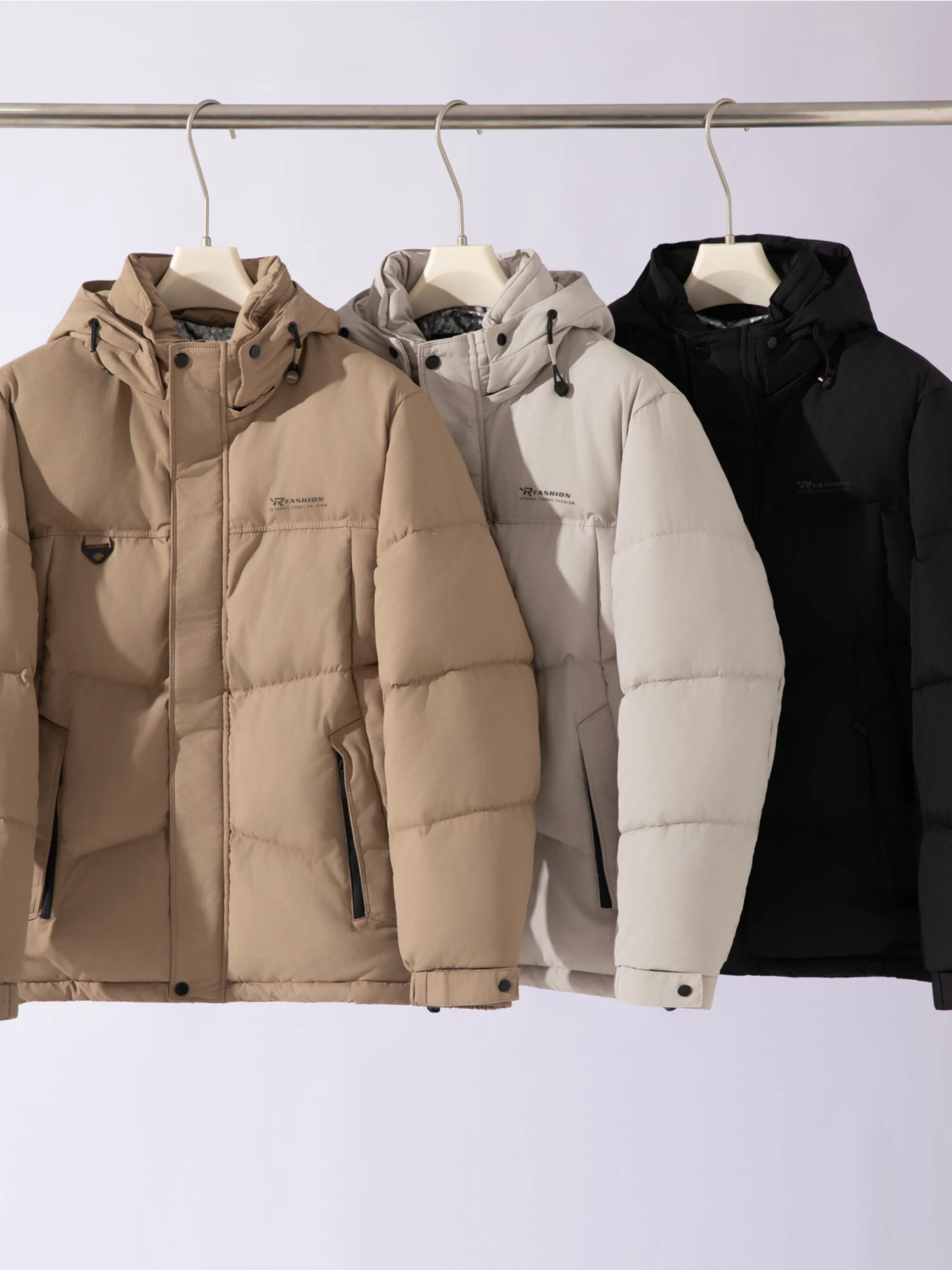 

Men's Winter Outdoor Casual Wool-Filled Hat Detachable Cotton Jaet Youth Faion Long Sve Warmth-Kee Full-Length