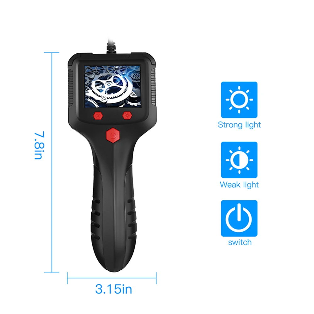 5.5mm Handheld Industrial Endoscope Camera with 2.4 inch IPS Screen IP67 HD Inspection Borescope 6 Adjustble LED Vehicle Engine