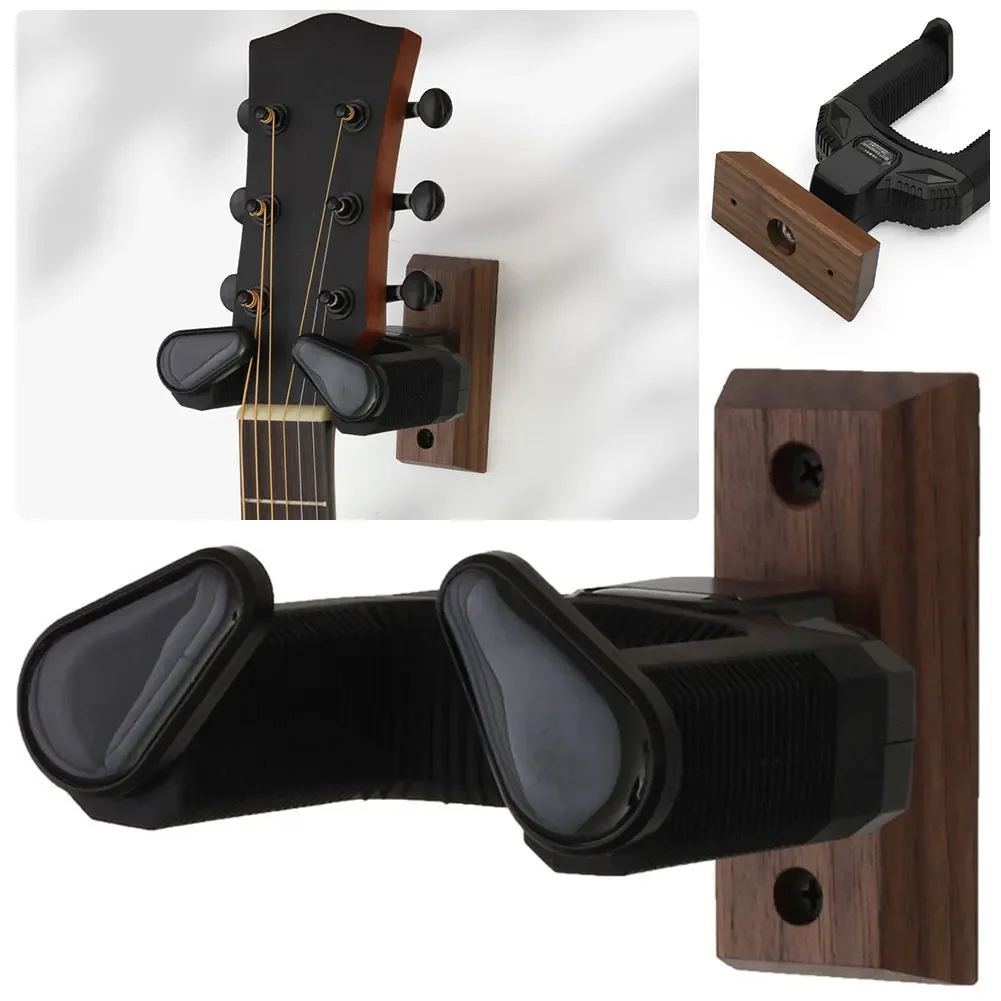 Wooden Guitar Display Bracket Non-Slip Guitar Hanger Rack Universal Wall Hanger for Electric Guitar Ukulele Bass