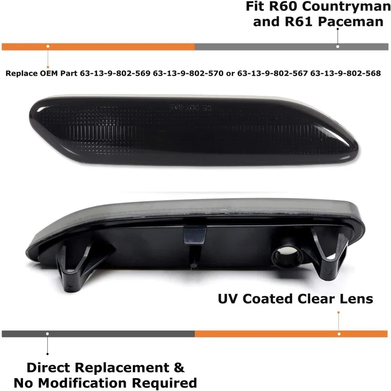 ضوء مؤشر الجانب ، إشارة انعطاف الإسكان ، أضواء الحاجز ، بدون لمبة أو مقبس ، بي ام دبليو ميني كوبر R60 R61