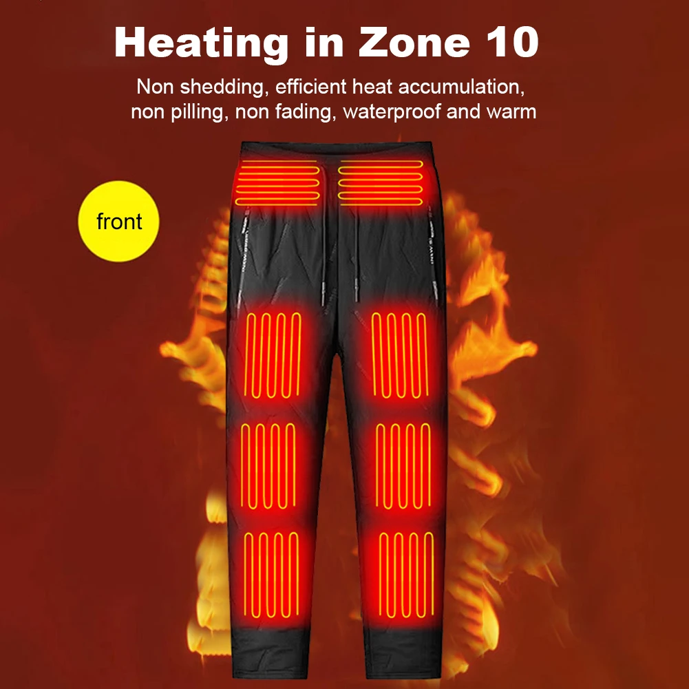 Unisex Heating Trousers 10 Heating Zones Heated Thermal Pants 3 Temperature Modes Waterproof Winter Electric Warmer Clothing