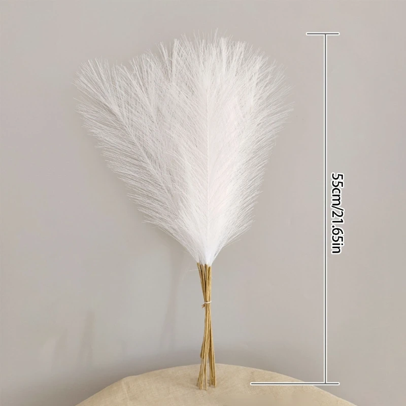 Flower Artificial Pampas Grass 22inch Tall White Stems Perfect For Party Decorations And Photography Props high quality view 6