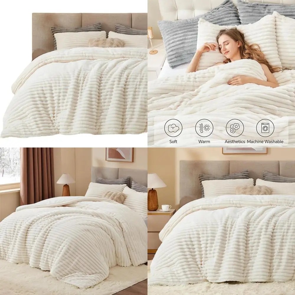 

Ультрамягкий и уютный комплект постельного белья кремово-белого цвета, плюшевое теплое зимнее одеяло с 2 наволочками