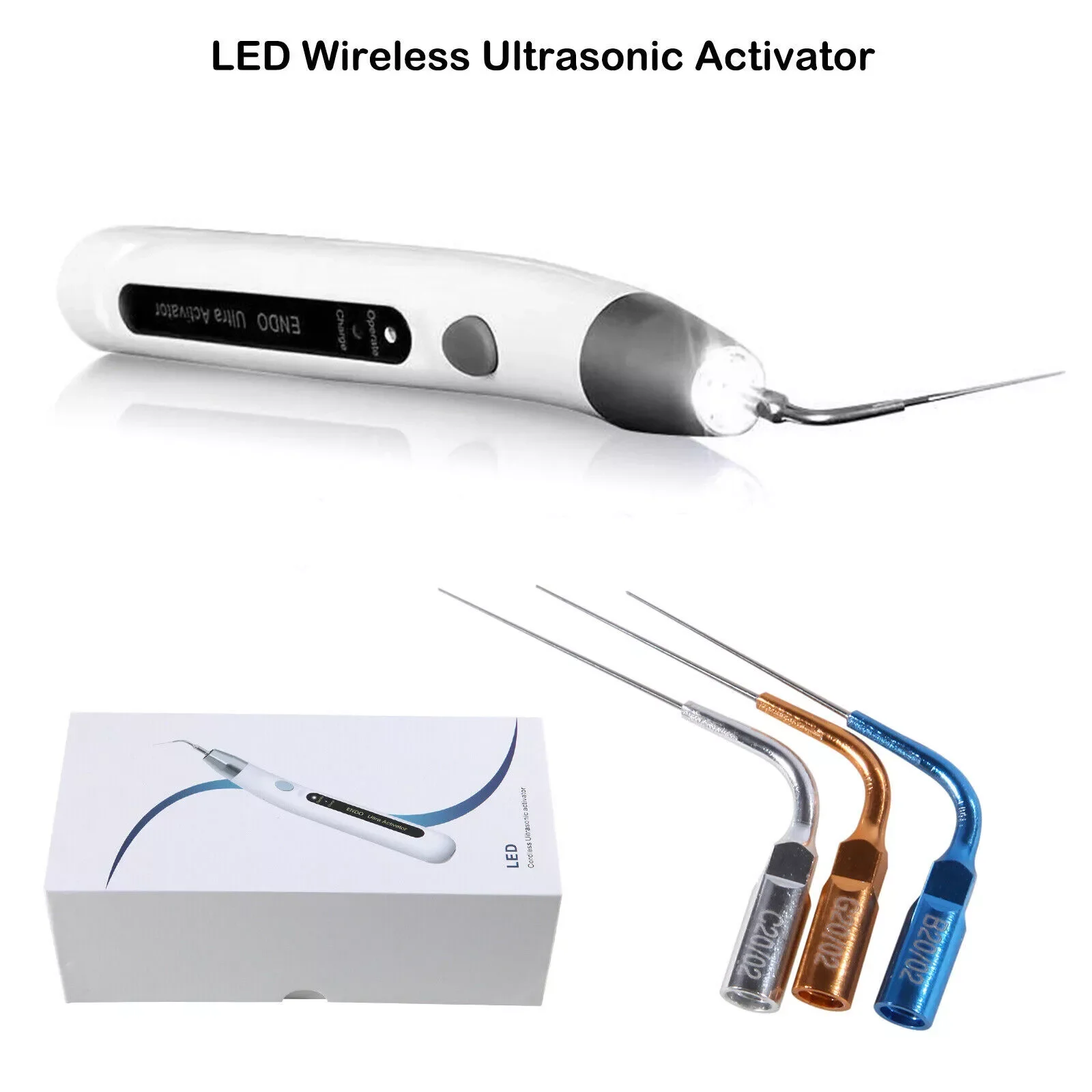 Dental LED Endo Ultra Activator Ultrasonic Root Canal Irrigator Handpiece 6 Tips
