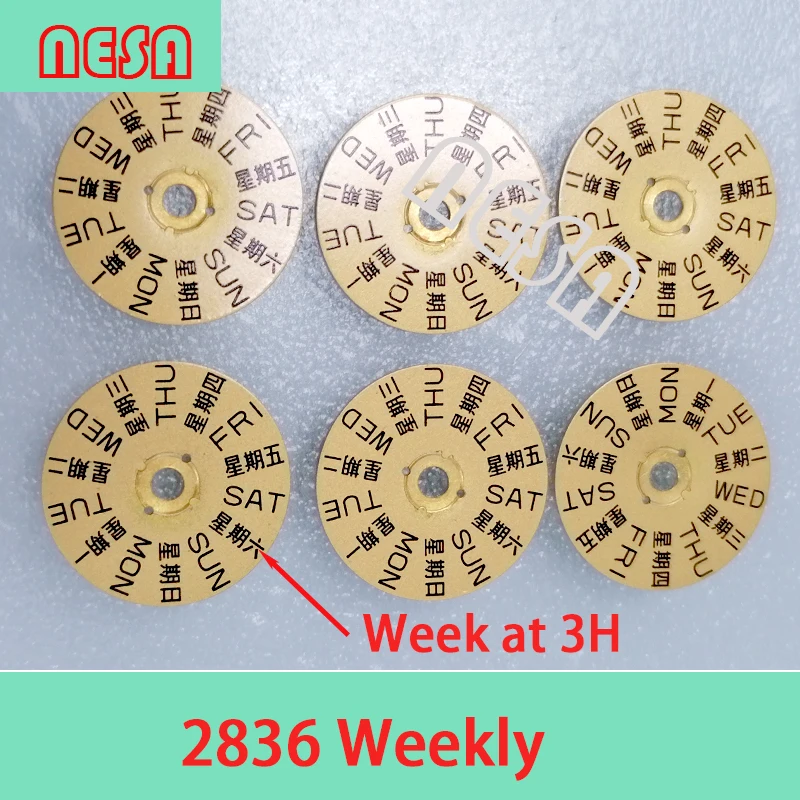 Watch Parts Week Weekly Date Calendar Week Disk Fit 7750 2834 2836 2824 8285 8200 8205 VX33 VJ33 6T51 YN56 At 3H 6H 9H Watch