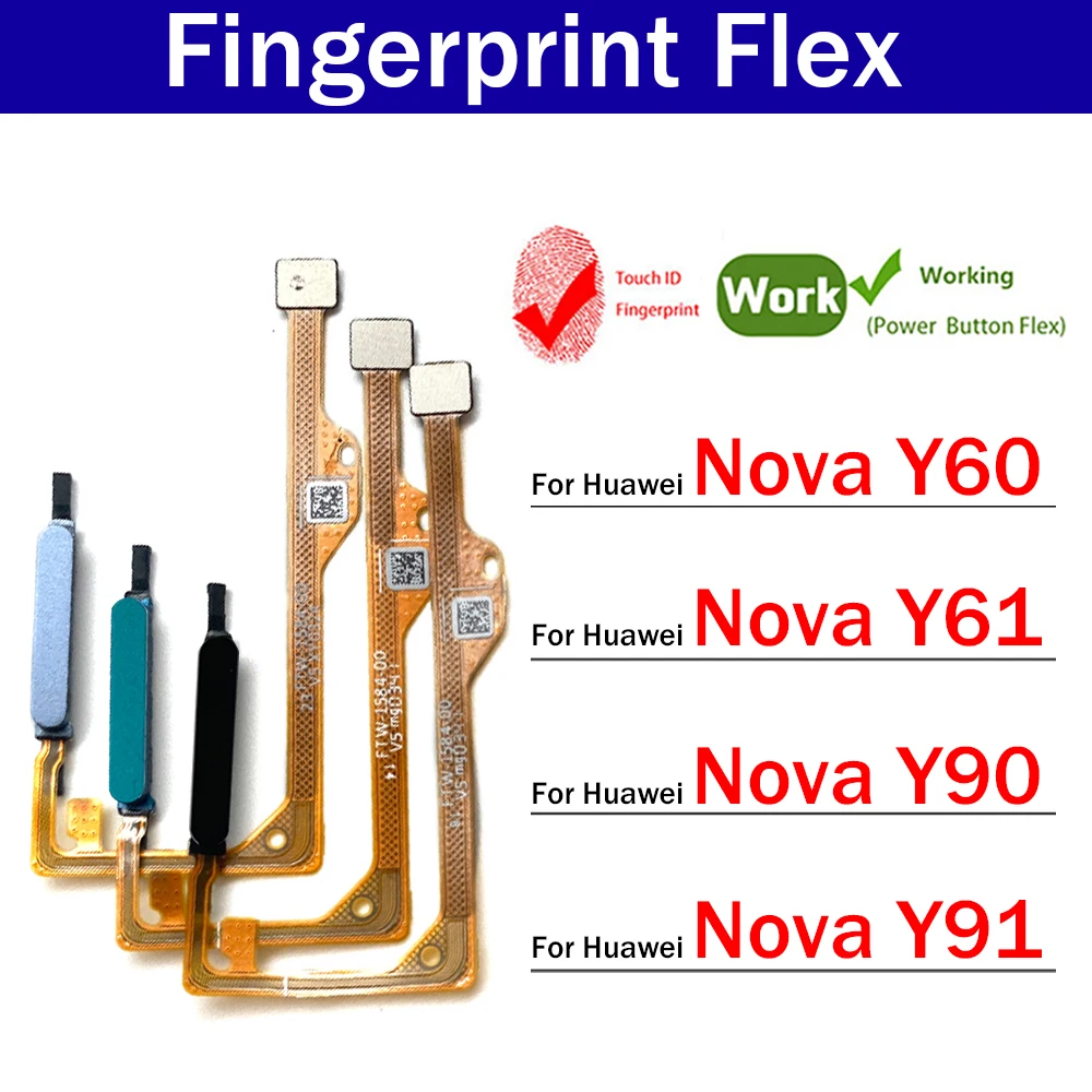 

New For Huawei Nova Y60 Y61 Y90 Y91 Fingerprint Sensor Home Return Key Menu Button Flex Ribbon Cable