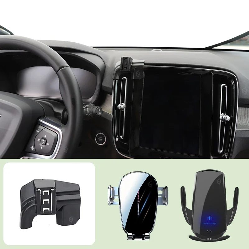 

Car Mobile Phone Holder For Volvo XC40 2020-2024 Car Special Bracket Base Mobile Support Wireless Charging Bracket Accessories