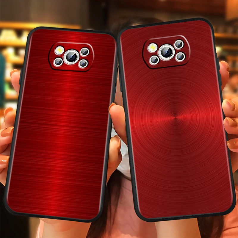 Red Blue Metal And Seawater For Xiaomi Mi Poco F5 F4 F3 F2 X5 X4 X3 M6 M5 M5S M4 M3 C40 Pro GT NFC 5G Black Cover Phone Case image 2