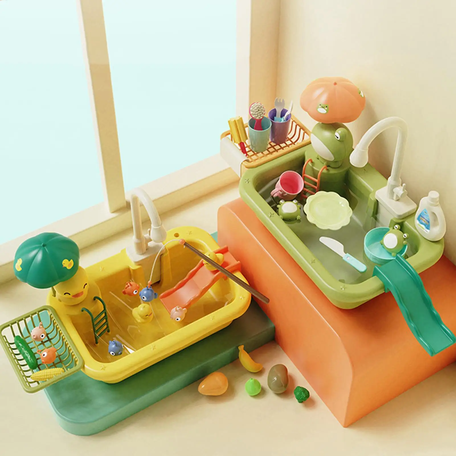 

Kids Water Table with Pump Flowing Play Sink Backyard Outdoor Pool Sensory Activity Toy for Boys Girls Preschoolers Summer Toys