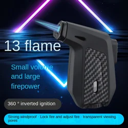 Small Spray Gun Handheld Lighter Straight To The Blue Flame Small Spray Gun Transparent Gas Window Welding Gun Lighter