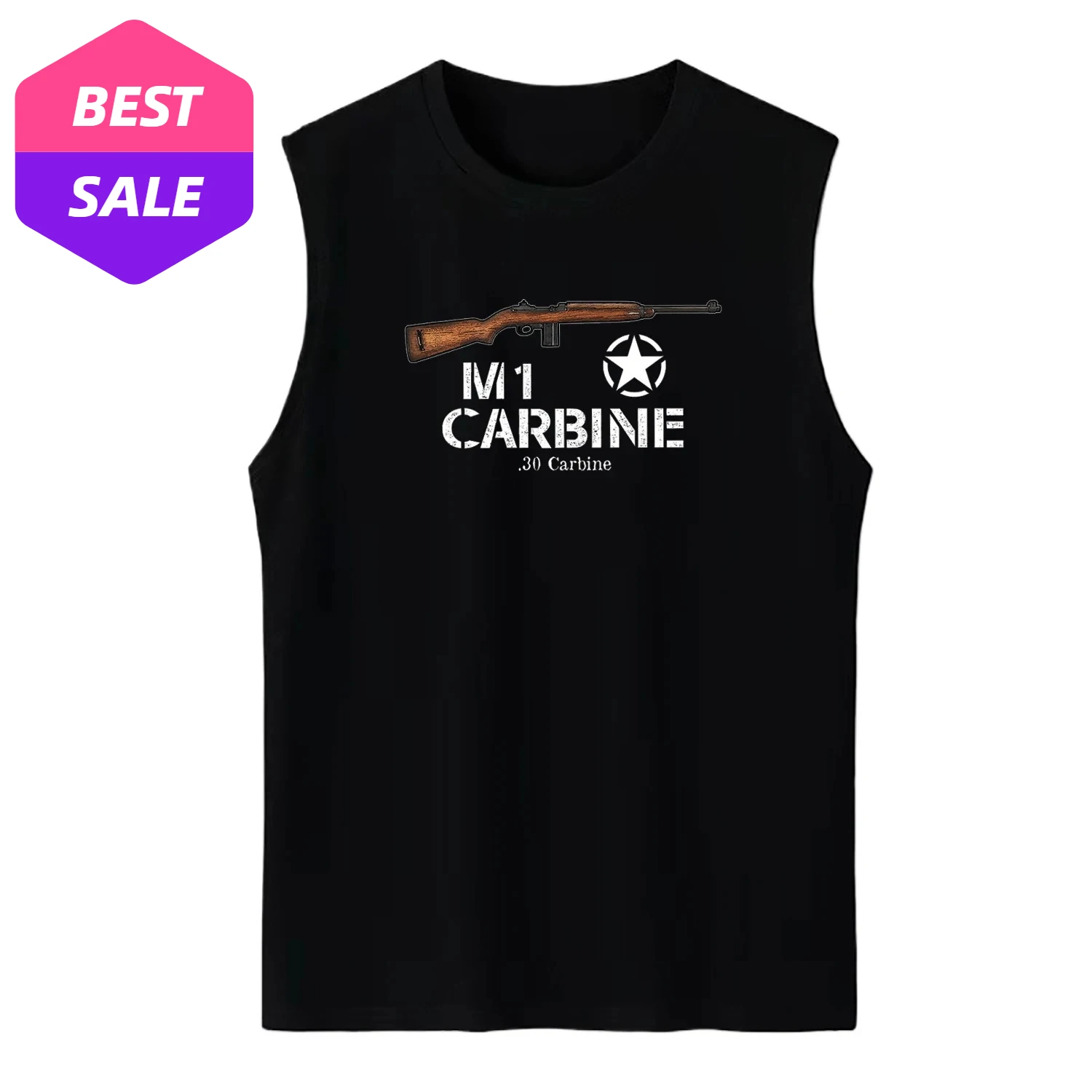 

WWII US Army M1 Garand Carbine Rifle Tanktop 100% хлопок с круглым вырезом Летний повседневный мужской жилет Футболка без рукавов Ретро Gun Streetwear