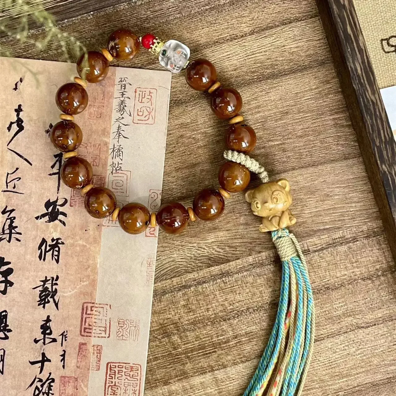 

Mencheese fashion Original Zi Jin Shu a Dai Bear with Spacer Lucky Fortune Cultural Artifact Prayer Beads Bracelet