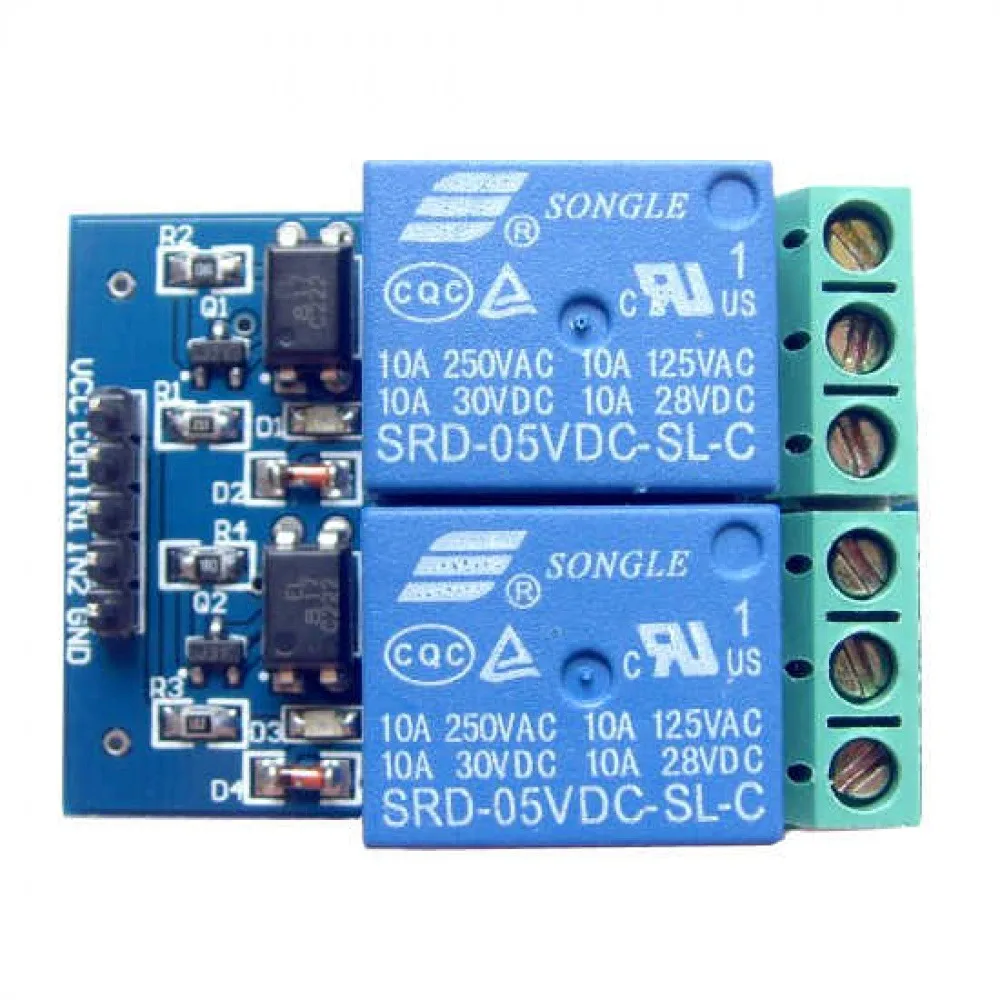 2 Way Relay Module 5V 10A Optocoupler Isolated Relay Onboard Power Supply Led Indicator with Output Signal Indication Relay