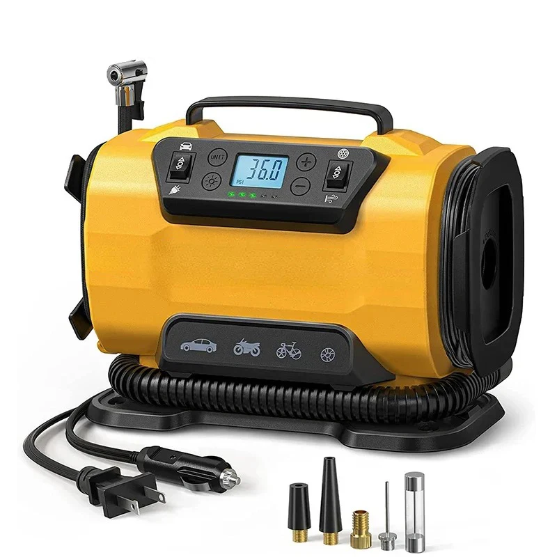 Air Compressor Portable Dual Power 110V-230V AC/DC Air Car Compressor Inflator Pump Tire Inflator for Car Boat Bicycle Mattress