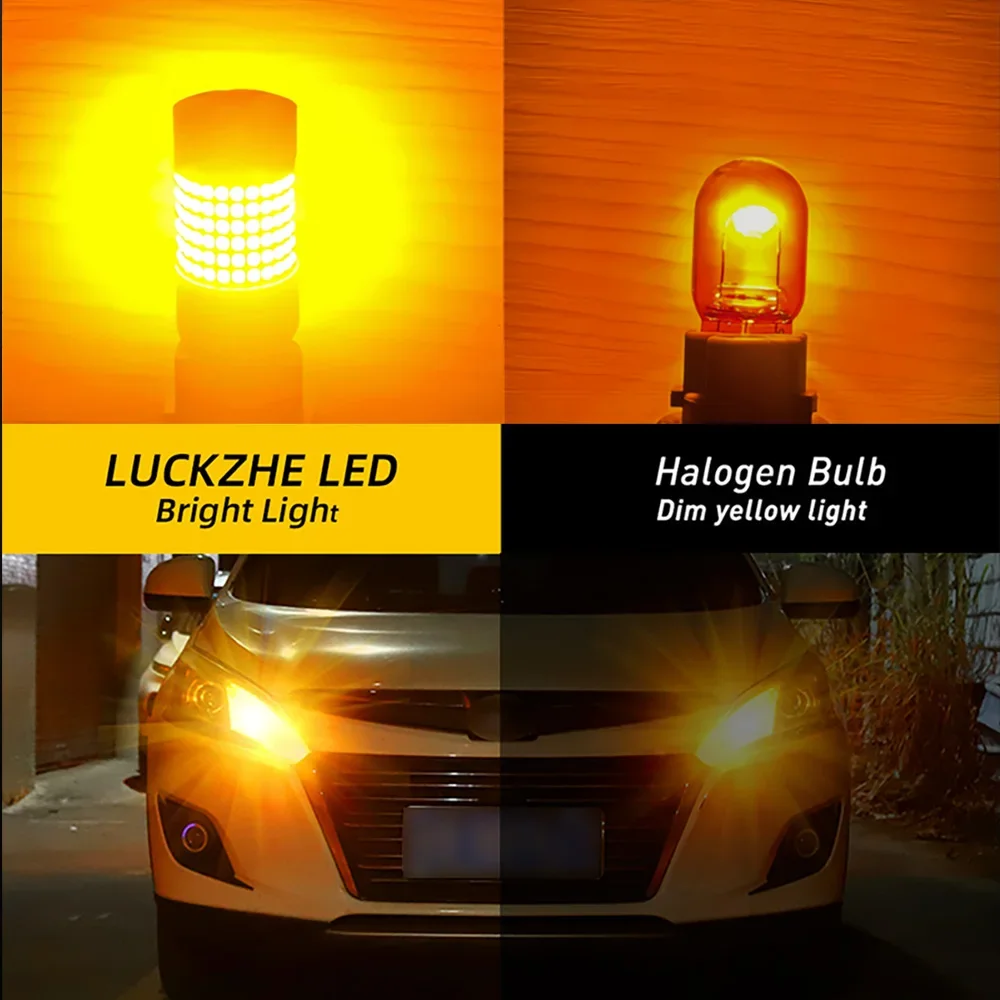 ไฟเลี้ยว LED สำหรับรถยนต์ 2 ชิ้น หลอดไฟสัญญาณไฟเลี้ยว สีเหลืองอำพัน สำหรับด้านหน้า/ด้านหลัง สำหรับรถยนต์ Peugeot 301/304/305/306/307/308/309
