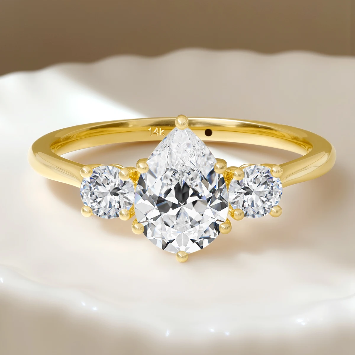 14k Gold Full Moissanite Diamond Ring for Women Teardrop Shape D VVS1 Bright Cut Genuine Au585 for Wedding Engagement Party Gift