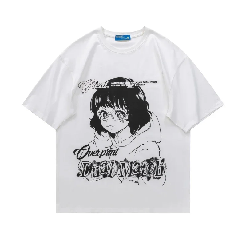 المرأة اليابانية الكرتون قصيرة الأكمام تي شيرت ، السيدات الهراكاز قمم ، بلوزة الصيف ، تيشيرتات الرسم لطيف ، ملابس نسائية ، الشارع الشهير