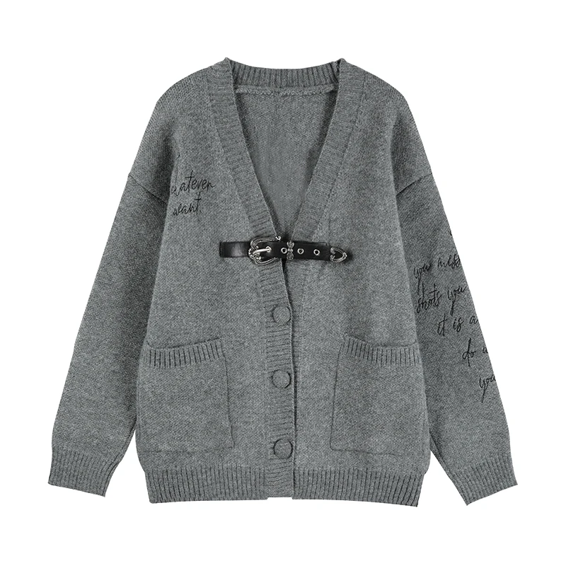 

COOLHUT женский вязаный кардиган в американском стиле 2025 года с открытой передней частью, мягкий свитер большого размера, осенний свободный крой, повседневная накидка для похудения