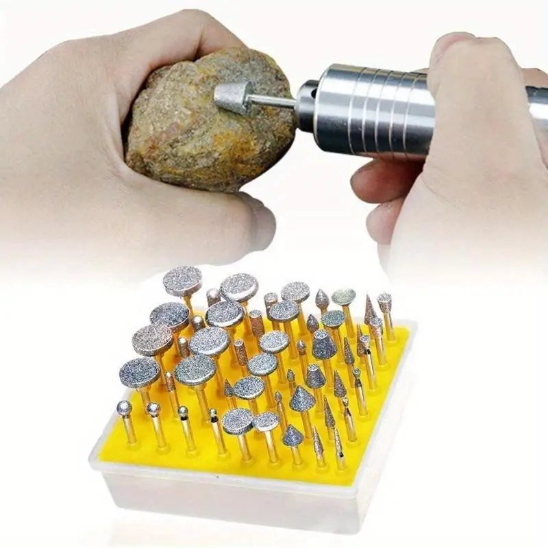 50Pcs Diamond Coated Abrasive Drill Bits Set 3mm for Dremel Jewelry Glass Gemstone Ceramic Polishing