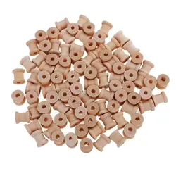 100 Packs Vintage Mini Wooden Empty Spools for Thread Trims Craft&Floss