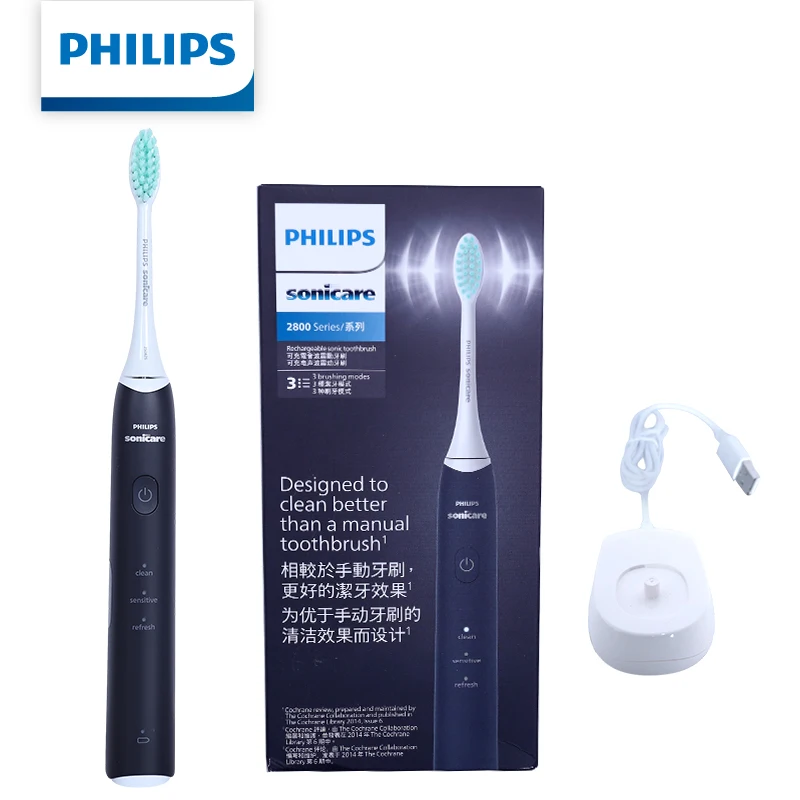 Philips Sonicare HX2418 Electric Toothbrush 31000 Vibrations 3 Modes Clean Sensitive 1Min Fresh IPX7 Waterproof USB Brush