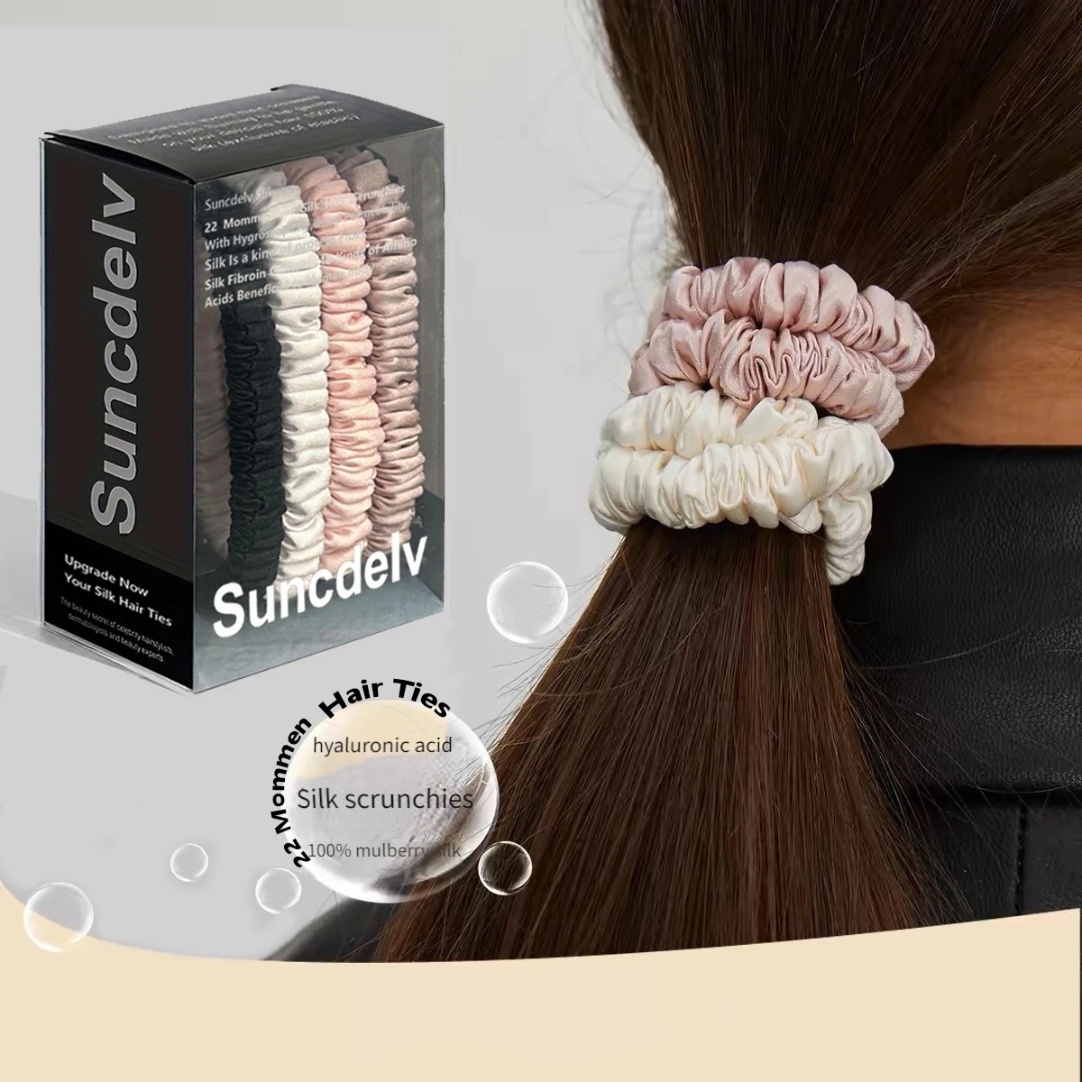 

100% Pure Natural Silk Solid Color Hair Tie High Quality Hair Bundles (22Momme) Women's Large Hair Band Hair Accessories