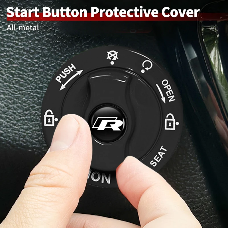 

Black One-Touch Start Protective Cover with Rotary Knob Design for Automotive Use For VW Jetta Beetle Golf Passat Tiguan Sharan