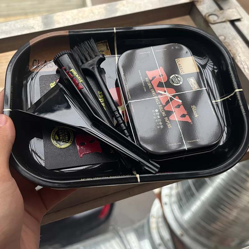 1 مجموعة اكسسوارات التدخين 18*12.5 سنتيمتر/18*14 سنتيمتر صينية المتداول صينية السيجاريرا لوحة معدنية البلاستيك تخزين أنبوب فرشاة المخاريط محمل Funne