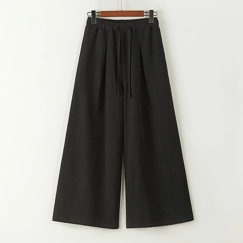 

Loose Fit Linen Men's Casual Sports Pants Wide Leg Bell Bot High Waist Trousers for Active Youth All Seasons Wear