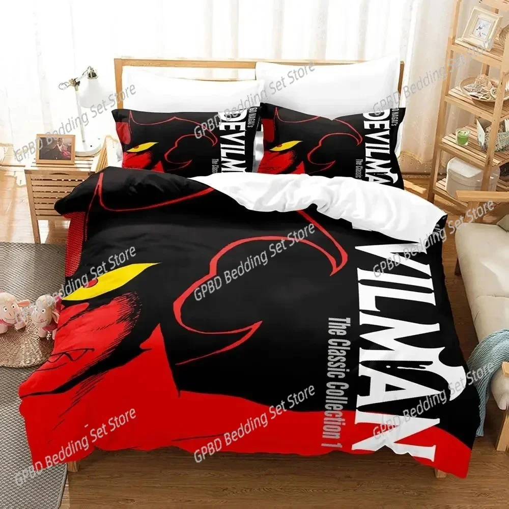 Juego de cama de Anime Devilman Crybaby, estampado 3D, adecuado para dormitorio, funda nórdica con fundas de almohada, textiles para el hogar para niños
