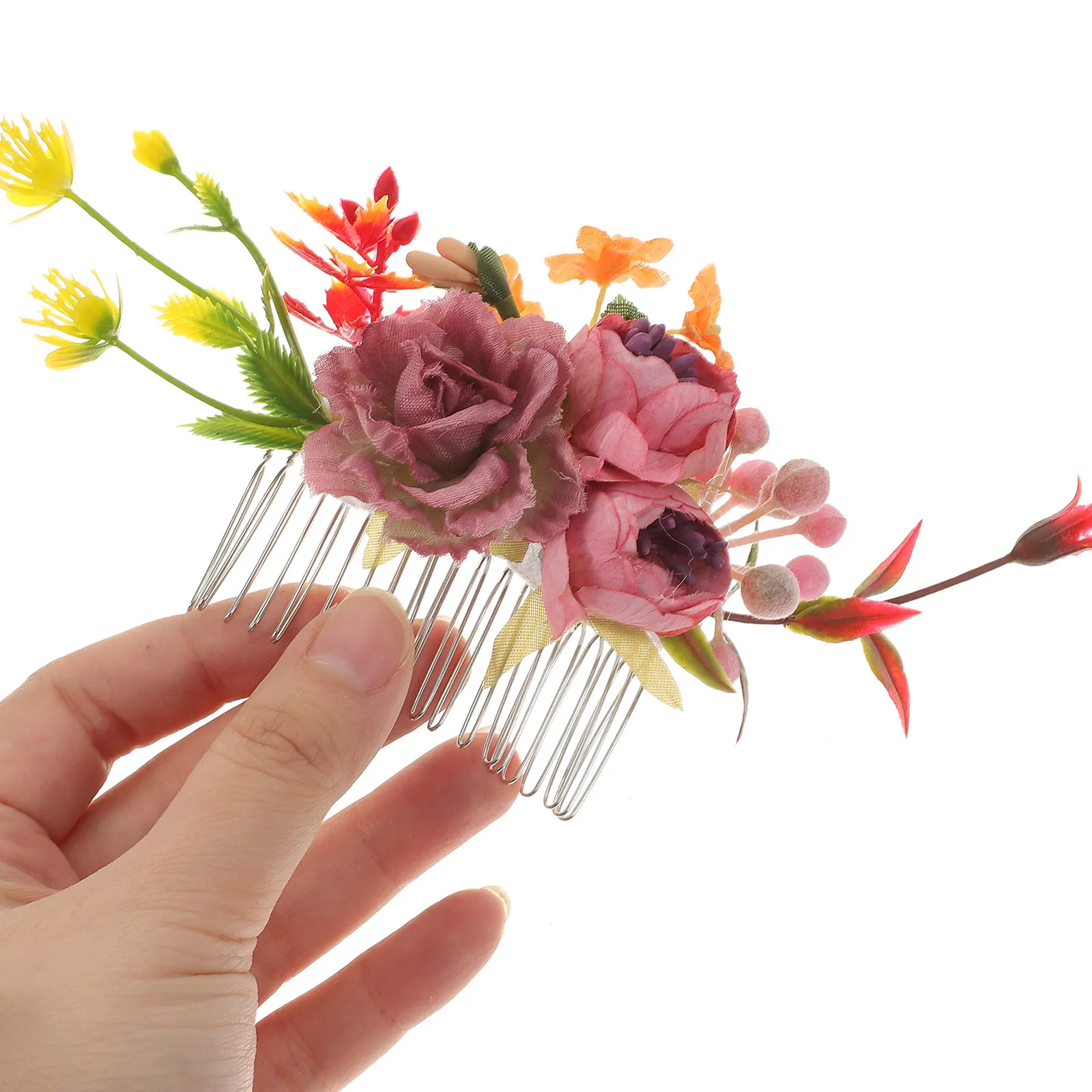 

Floral Hair Comb for Wedding Bridal Headdress Rose Design Hairpiece for Bride Bridesmaid Prom Anniversary Travel Photo Shoot
