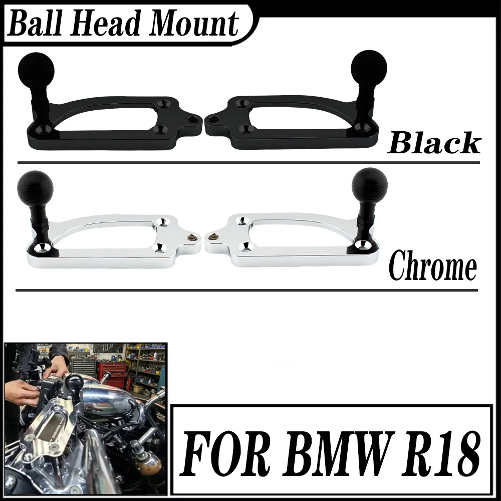 

FOR BMW R18 R18B R18TC R18 Transcontinental 2020-2024 Brake Clutch Reservoir Mount Ball Head Phone Holder Mount Black Chrome