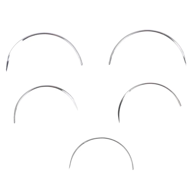 10 pçs metal 1/2 canto agulha médica sutura ferramenta cirúrgica agulha curvada grande olho couro curvo agulha de costura tecelagem agulha