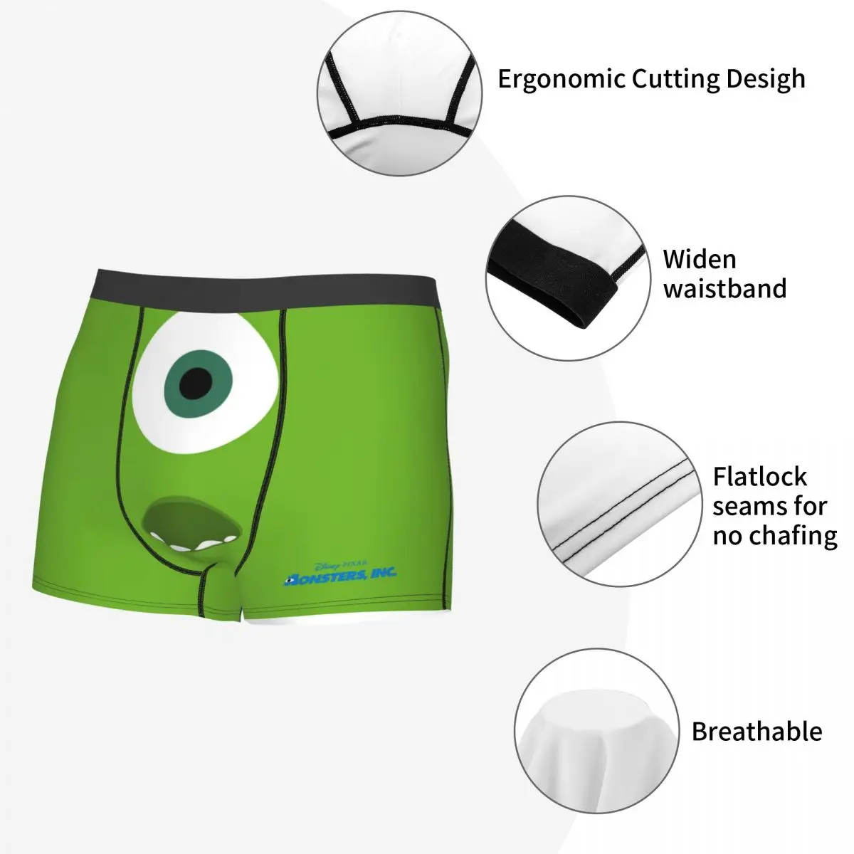 Disney Monsters University Mike Mike Mr.Q Underpants Cotton Panties Male Underwear Ventilate Shorts Boxer Briefs