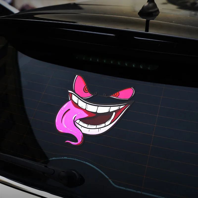 Devil Smile Face Motorcycle Sticker DIY Helmet Decor Auto Bumper Front and Rear Windshield Fuel Tank Funny Decal Car Accessories