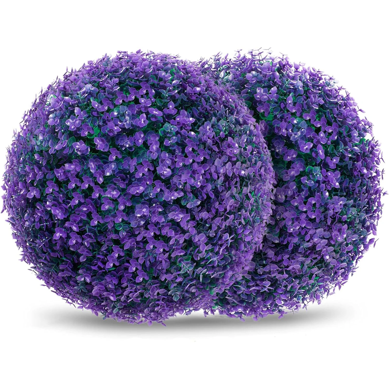 

Набор из 2 фиолетовых сфер из искусственного боксwood, имитирующих топиарий, с 8-слойной отделкой из листьев, идеально подходят для украшения на открытом воздухе.