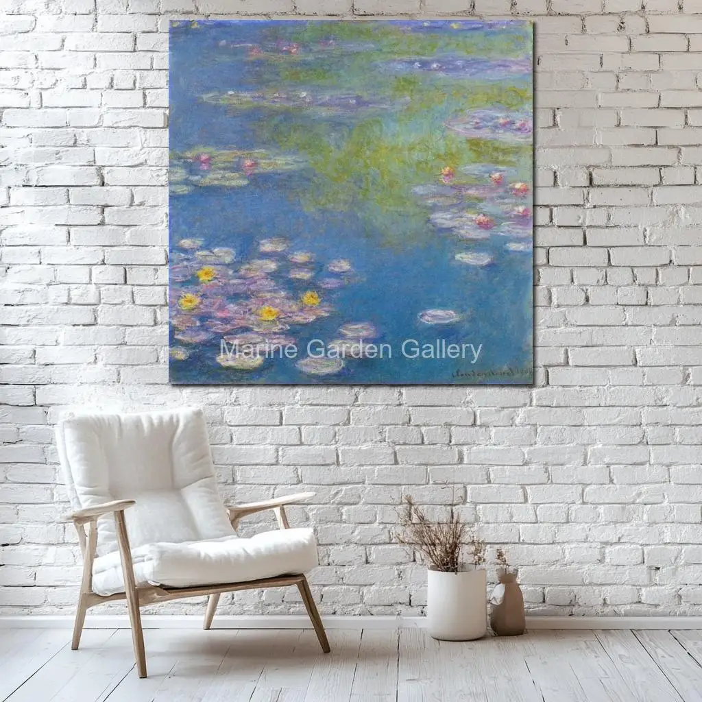 Handmade Claude Monet Canvas Masterpiece Water Lilies Contemporary Landscape Painting Modern Home Wall Decor High Quality
