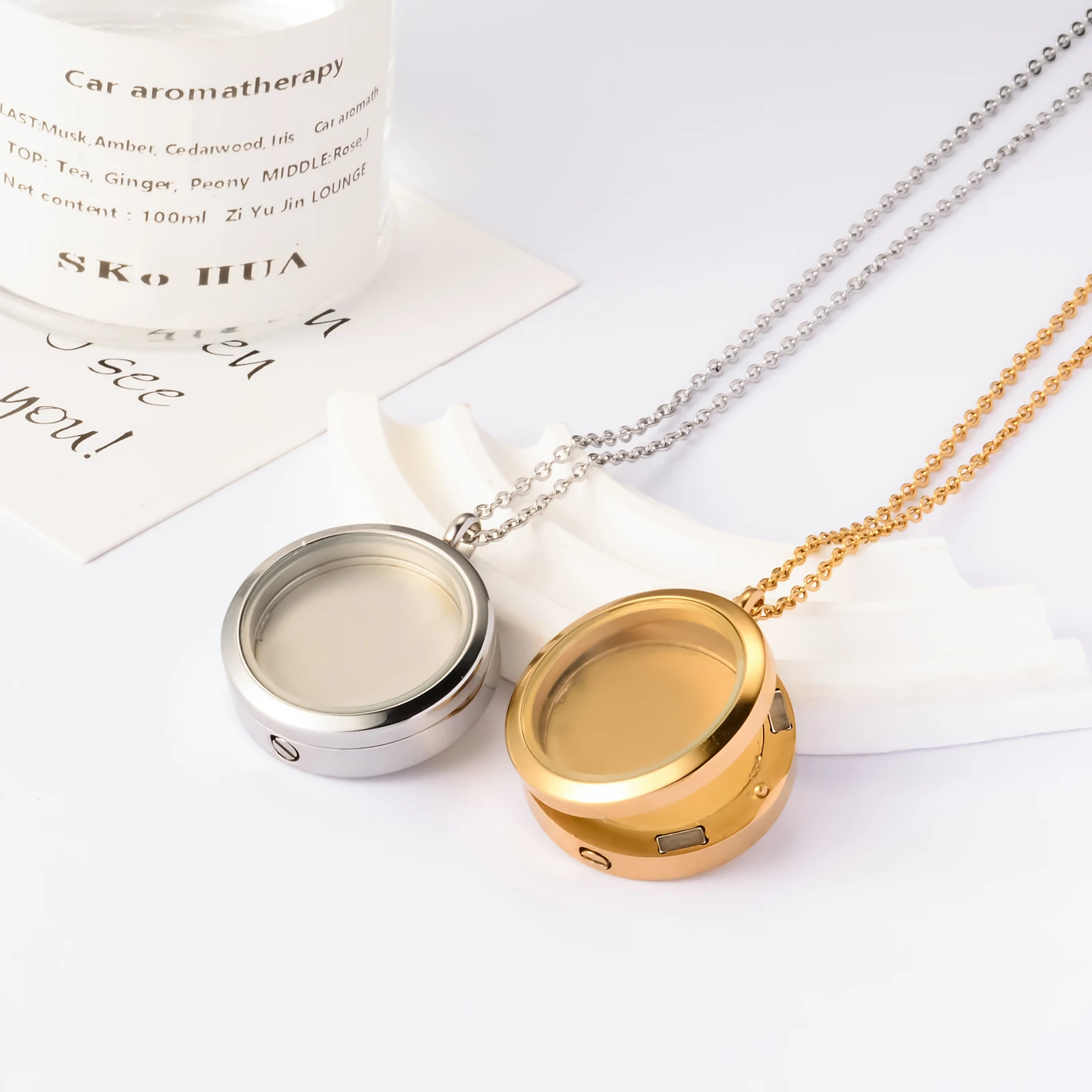 30mm Glas-Einäscherungs-Fotorahmen-Anhänger Halskette Gravierbarer Edelstahl-Andenken Urnen-Anhänger für Frauen und Männer – Detail 4