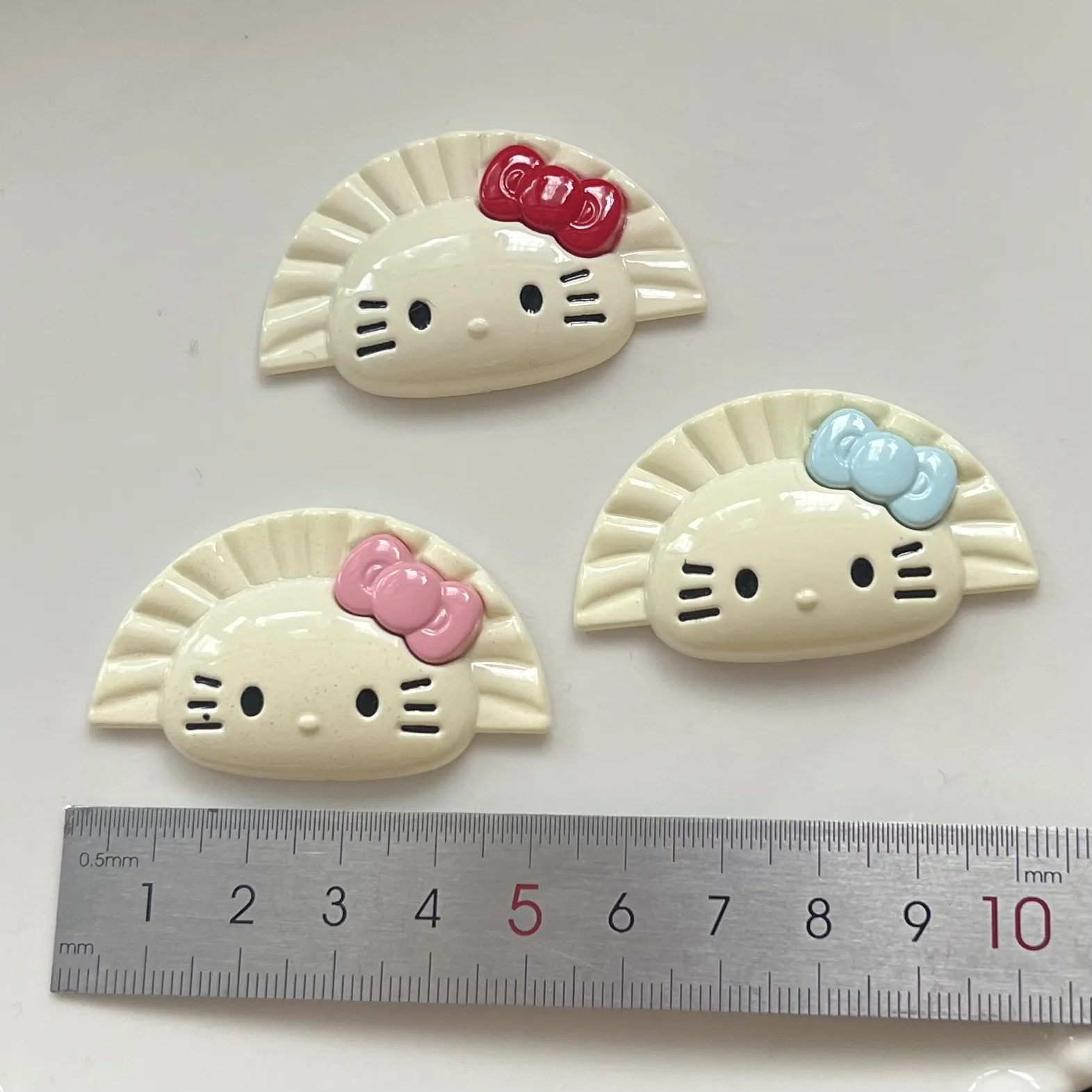 2pcs miniso sanrio hello kitty series cartoon resin flatback cabochons diy crafts materials jewelry making charms