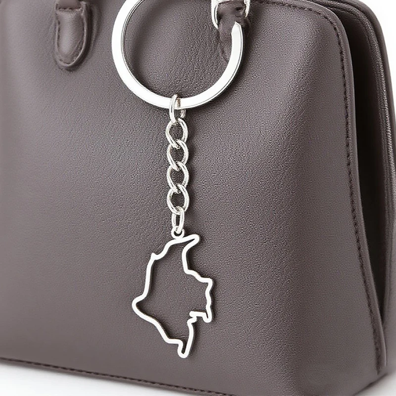 Hot Sale Business Style Stainless Steel National Style Love Smooth Hollow Colombia Pendant Keychain Decoration