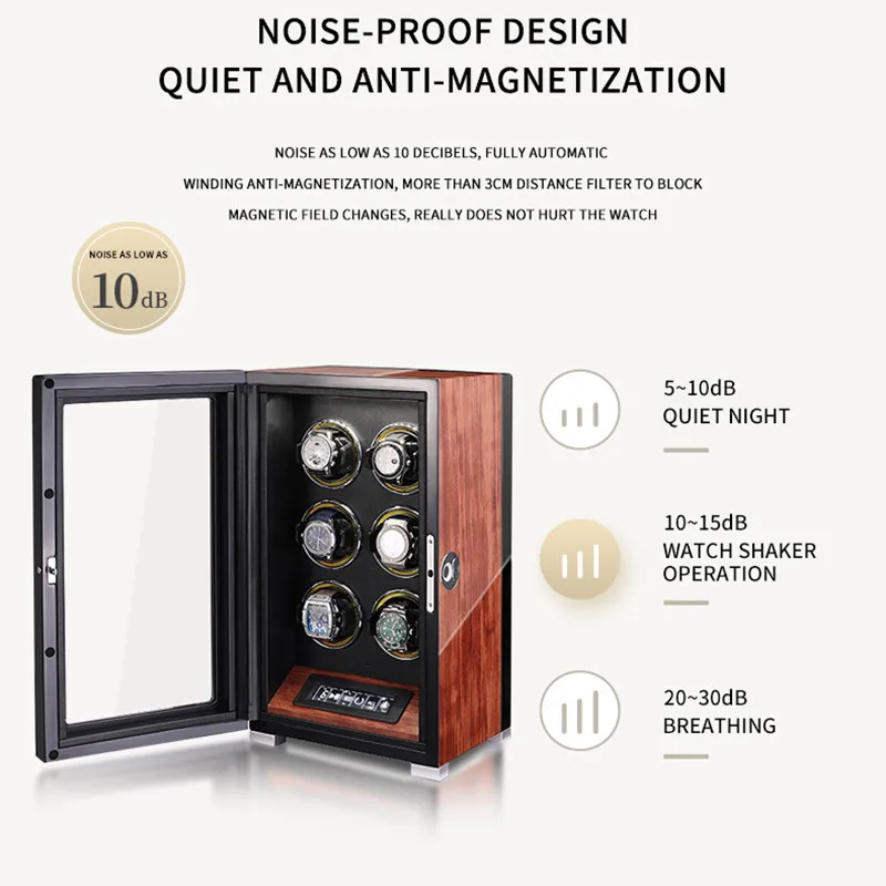 Fingerprint Unlock Automatic Watch Winder Top Luxury Brand Watch Safe Box with LCD Touch Screen Wood Watches Accessories Box